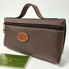 【極美品】ロンシャン LONGCHAMP ル・プリアージュ ハンドル付きポーチ モカ 茶 ブラウン　取説付き　Le Pliage