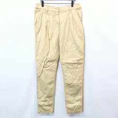 古着 H＆M エイチアンドエム 10 レディース 女性 若干薄手 パンツ テーパード 2タック ジップフライ 無地 ロング 綿100% イエローベージュ系