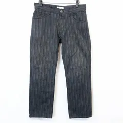 【中古】[印象AB] MICHEL KLEIN HOMME ミッシェルクランオム パンツ メンズ 46 ネイビー×グレー 紺 綿100% ストレート マルチストライプ ジップフライのサムネイル