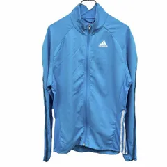 【新品/訳アリ】[印象NB] アディダス adidas 薄手 ジャケット 袖とサイドがメッシュ生地 長袖 裏地無し ラグラン ポリ100% M ブルー 青×白 メンズ