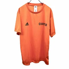 古着 アディダス|読売ジャイアンツ adidas|YOMIURI GIANTS 野球 Tシャツ 応援シャツ プリント 半袖 丸首 ポリ100% O XL LL オレンジ メンズ