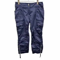 【中古】[印象AB] EPOCA エポカ クロップドパンツ レディース 40 ネイビー 紺 綿×リヨセル×ポリウレタン 裾にゴムとジップ 無地 7分丈 ジップフライのサムネイル