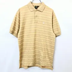 【中古】[印象AB] AIGLE エーグル ポロシャツ / カットソー メンズ M ベージュブラウン×オレンジ 綿100% ボーダー ロゴ刺繍 半袖 ロングテールのサムネイル