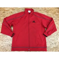 【中古】[印象B] adidas アディダス S メンズ トラックジャケット ジャージ ラグランスリーブ 刺繍ロゴ 2ポケ フルジップ 長袖 レッド×ブラック×ホワイト