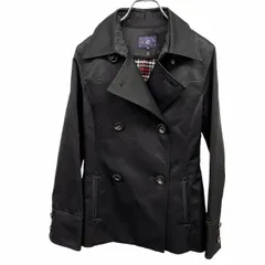 【中古】[印象AB] 4℃ ヨンドシー ジャケット レディース 38 ブラック 黒 ポリ100% 内ポケット無し 微起毛のチェック柄のノースリーブライナー付き ボタン留め 無地 長袖のサムネイル
