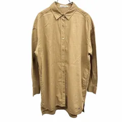 【中古】[印象AB] Crocodile クロコダイル シャツワンピース レディース ベージュブラウン 茶系 綿100% 胸ポケット無し ひざ丈 ワニの刺繍 長袖のサムネイル