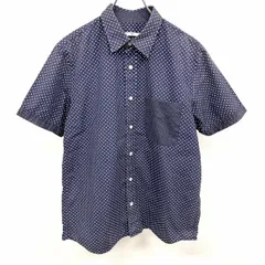 【中古】[印象B] HARE ハレ シャツ メンズ S ネイビー 紺×白 綿100% コットン 半袖 ドット柄 水玉 胸ポケット ショートスリーブ レギュラーカラーのサムネイル