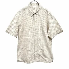 【中古】[印象AB] BEAMS ビームス シャツ メンズ M ベージュ ベージュ×赤×紺 綿100% ステッチのクロス柄 ボタンダウン 半袖 ボックスカット 胸ポケットのサムネイル