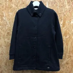 古着 CROCODILE クロコダイル M レディース カットソージャケット 裏起毛 ドンキーカラー ロゴ刺繍 長袖 綿100%(リブは混紡) ブラック 黒