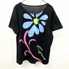 【中古】[印象AB] RITSUKO SHIRAHAMA リツコシラハマ Tシャツ / カットソー レディース 1SIZE ブラック 綿100% 薄手 ビッグプリント フラワー 半袖のサムネイル