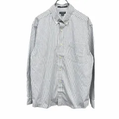 【中古】[印象A] エディーバウアー Eddie Bauer ドレスシャツ ワイシャツ ストライプ ボタンダウン 長袖 ポケット 綿100% S ブルー 青×白×グレー メンズ