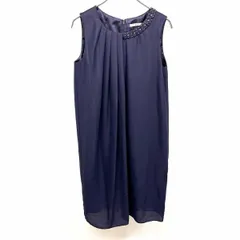 【中古】[印象A] BLACK by moussy ブラックバイマウジー ノースリーブワンピース レディース 2 (9AR) ネイビー(ラメ感) 紺 ポリ100% 裏地付き 首元タック 薄手 襟にスタッズのサムネイル