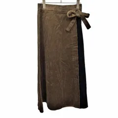 【新品】ザラ ZARA コーデュロイスカート ロング Aライン バイカラー 裏地無し ベルト脱着不可 綿100% S ブラウン 茶×黒 レディース