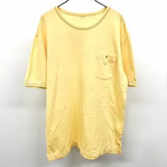 【中古】[印象B] PAPAS パパス Tシャツ メンズ L イエロー×レッド×グリーン 黄色 綿100% 裾サイドにスリット 胸ポケット付き サイの刺繍 バックプリント トラック 英字 丸首 半袖のサムネイル