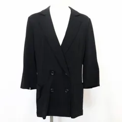 【中古】[印象AB] INED イネド レディース 13 ヘザーブラック 杢黒 テンセル×綿 薄手 テーラードジャケット 裏地無し ダブル ドロップショルダー 長袖 無地のサムネイル