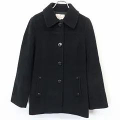 【中古】[印象AB] TRUSSARDI トラサルディ ステンカラーコート レディース 42 ブラック 黒 アンゴラ×ウール(裏地：キュプラ100%) 薄手の肩パッド入り 起毛 ボタン留め 無地 長袖のサムネイル