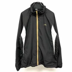【中古】[印象AB] TIGORA ティゴラ スポーツジャケット / ブルゾン メンズ L ブラック×イエローブラウン×ホワイト 黒 ポリ100% ジップアップ ハイネック ロゴプリント 微起毛裏地 ラグラン 長袖のサムネイル