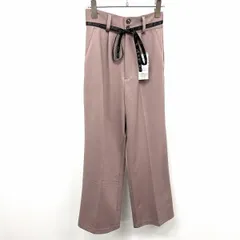 【新品】[印象N] MAJESTIC LEGON マジェスティックレゴン リラックスカラーパンツ レディース M ヘザーグレーパープル系 杢紫系 モカ 状態 無地 ウエスト紐 ジップフライ ストレート 1タック ストレッチのサムネイル