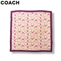 コーチ COACH モノグラム ハンカチ スカーフ 総柄 パープル ♪
