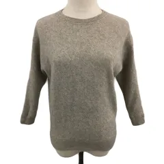 マカフィー MACPHEE トゥモローランド セーター ニット プルオーバー クルーネック メランジ 無地 ウール カシミヤ混 七分袖 1 ベージュ グレー