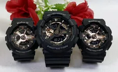 恋人たちのGショック トリプルウオッチ G-SHOCK BABY-G トリプル腕時計 カシオ 3本セット  アナデジ GA-110RG-1AJF BA-110RG-1AJF  ラッピング無料 手書きのメッセージカードお付けします   クリスマス