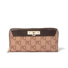 【新品】 ［ピンキー＆ダイアン］ラウンドファスナー長財布【ピラミッド】レディース PVC オリジナル柄 ブローチ PDLWFCT4 0