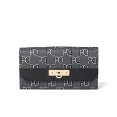 【新品】 ［ピンキー＆ダイアン］長財布【ピラミッド】レディース PVC オリジナル柄 ブローチ PDLWFCT1 ブラック 0