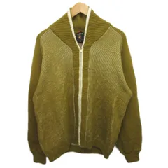 50s 60s ヴィンテージ 古着 SKM PENGUIN カーディガン  ジップアップ ニット ローゲージ ジャケット L 黄 イエロー ■MET2