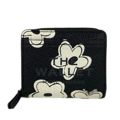 MARC JACOBS(マークジェイコブス) 2つ折り財布 THE WALLET 黒×白 花柄/ラウンドファスナー レザーのサムネイル