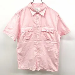 【中古】[印象B] AZUL by moussy アズールバイマウジー シャツ メンズ S ピンク 綿100% コットン 無地 両胸フラップポケット 半袖 ロングテールのサムネイル