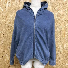 【中古】[印象B] alcali アルカリ レディース ブルー 青 綿100% コットン100% ジップパーカー ミニ裏毛 カットソー ショートフロント 無地 長袖のサムネイル