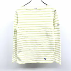 古着 オーシバル ORCIVAL バスクシャツ カットソー マリンボーダー ボートネック 長袖 フランス製 綿100% 0 グリーン×ホワイト 緑 レディース
