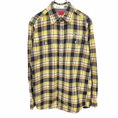 【中古】[印象AB] Dickies ディッキーズ シャツ メンズ S イエロー 黄×紺×赤茶×白 綿100% 微起毛 チェック 両胸ポケット ロゴ刺繍 英字 文字 長袖のサムネイル