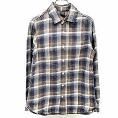 古着 アーバンリサーチ ドアーズ シャツ 長袖 チェック 微起毛 ポケット無し ネコ目ボタン 日本製 綿100% ONE ブラウン 茶×紺×白 レディース