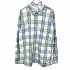 【新品】ギャップ GAP シャツ チェック 胸ポケット 長袖 ロングスリーブ レギュラーカラー 綿100% コットン M ホワイト 白×青×緑 メンズ