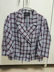 ランバンコレクション チェック ダブル ボタン ジャケット