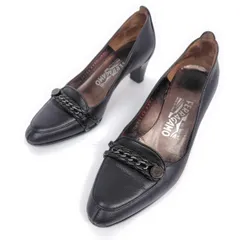 Salvatore Ferragamo フェラガモ パンプス 4.5D ローファー 編み込みベルト ガンチーニ 黒