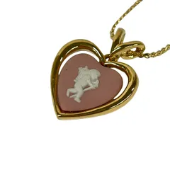 WEDG WOOD(ウェッジウッド) ネックレス美品  ジャスパー ピンク×アイボリー×ゴールド ハート