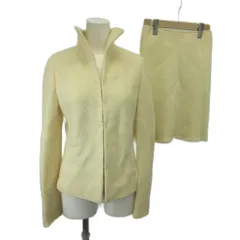 コムサデモード COMME CA DU MODE スーツ セットアップ ジャケット スカート ウール 9 アイボリー 織り柄 スタンドカラー 長袖 ひざ丈 /PP ■ECA003