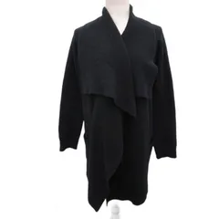 セオリーリュクス theory luxe リブニット カーディガン ビッグカラー ウール混 リネン混 ロング 38 約M ブラック ■YHS5 1001