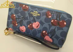 COACH シグネチャー キャンバス チェリー プリント ロングジップウォレット レディース 長財布