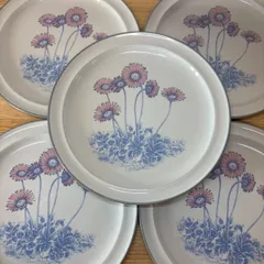 ✨レア　ノリタケストーンウェア　NORITAKE genuine stoneware 　平皿　5枚セット　希少　レトロ　ヴィンテージ　食器　テーブルウェア　花柄　23センチ　生産終了 廃盤品　NORITAKE  MADE IN JAPAN