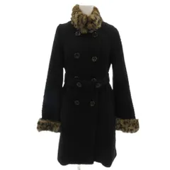 ジュエルチェンジズ Jewel Changes アローズ ステンカラーコート ロング アンゴラ混 36 黒 ブラック ブラウン ラビットファー /GV ■YHS9