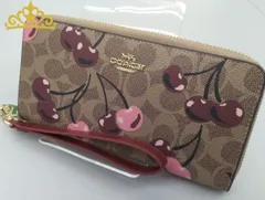 COACH シグネチャー チェリー プリント ロングジップウォレット レディース 長財布
