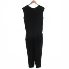 エストネーション ESTNATION オールインワン サロペット バックタック ノースリーブ Vネック ウエストゴム テーパード 38 黒 ブラック /KR ■YHS10