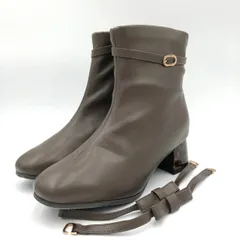 【美品】farfa SHOES 24cm ストレッチブーツ ブラウン 茶 べっ甲ヒール