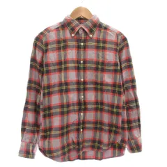 グリーンレーベルリラクシング ユナイテッドアローズ green label relaxing 長袖チェックシャツ S 赤 レッド ボタンダウン ポケット 3211-166-1763 /AE ■YHS10