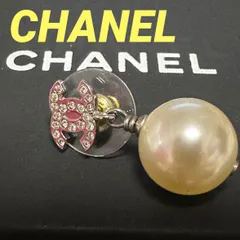 シャネル　CHANE　ピアス ココマーク　ヴィンテージ　希少　大人気　ラインストーン　フェイクパール　A23V　シルバー