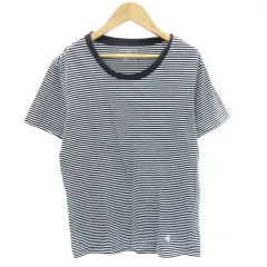 コムサイズム COMME CA ISM Tシャツ カットソー 半袖 ラウンドネック ボーダー柄 M ネイビー 紺 /YM24