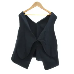 B&Y ユナイテッドアローズ BEAUTY&YOUTH ビューティー&ユース ベスト ミドル丈 ビッグカラー 前開き 紺 ネイビー /YS22